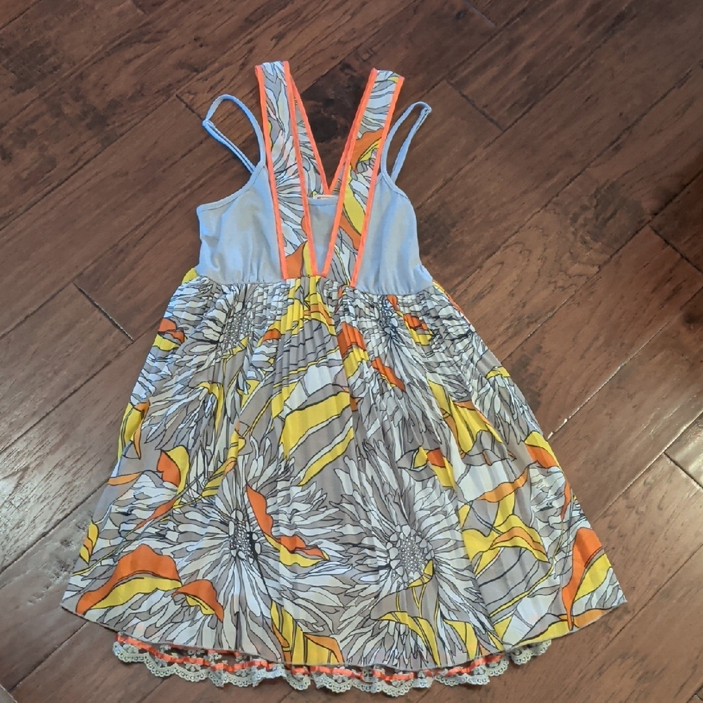 Pura Vida Kids Dress with Orange and Gray Floral Design